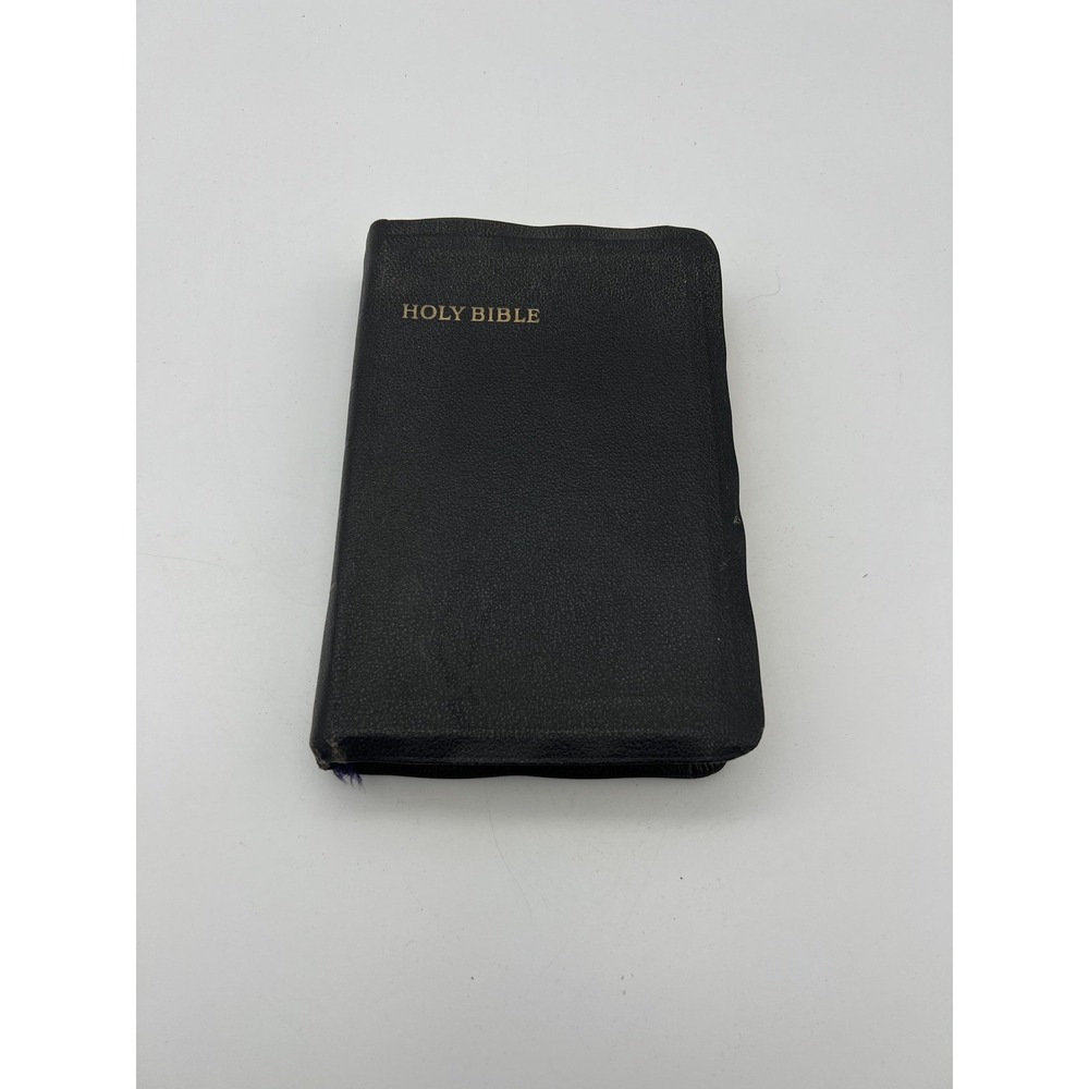Vintage Holy Bible KJV Collins Clear-Type Press Black Leatherette Leather Cover